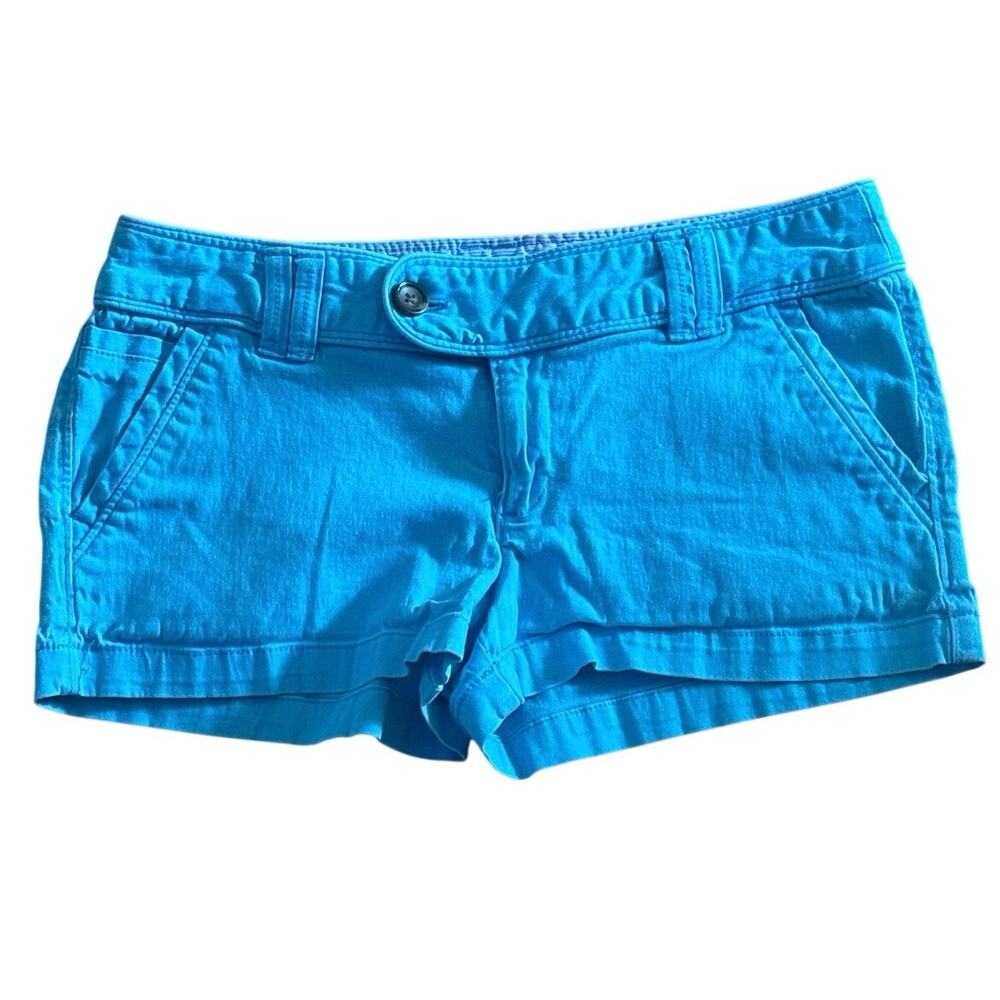 Y2K Turquoise Blue Low Rise Micro Shorts 7 XS/S Indie Sleaze Tumblrcore Cotton